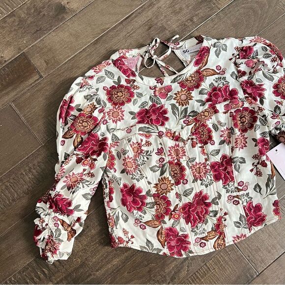 So floral Bustier Seamed Blouse Top Shirt M Kohl’s - Picture 1 of 6